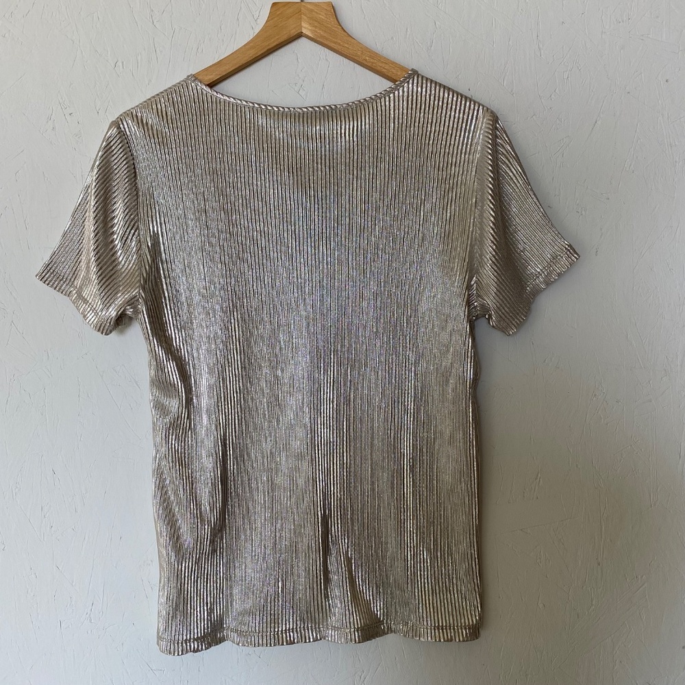 Nine West metallic champagne gold Blouse Medium - Picture 6 of 11